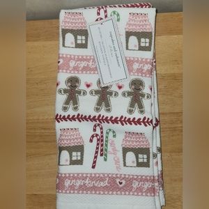 Cupcakes & Cashmere Gingerbread Candy Cane Kitchen Towels Christmas Pastel Pink